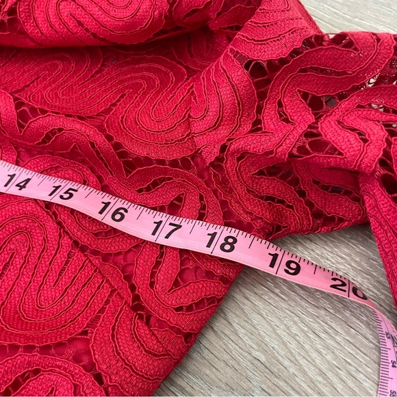 Trina Turk red ruby rose bell sleeve lace dress - Picture 11 of 12